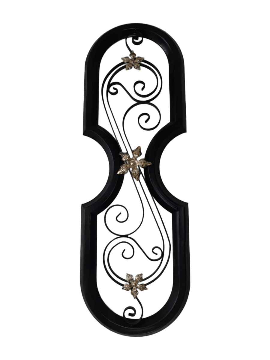 Corbatín ornamental en perfil con doble ese y flores
